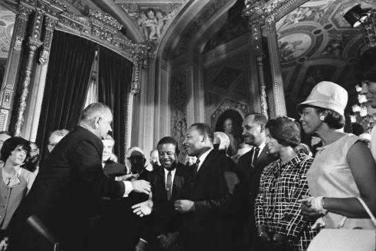  Johnson and King at Signing of 1965 Voting Rights Act
